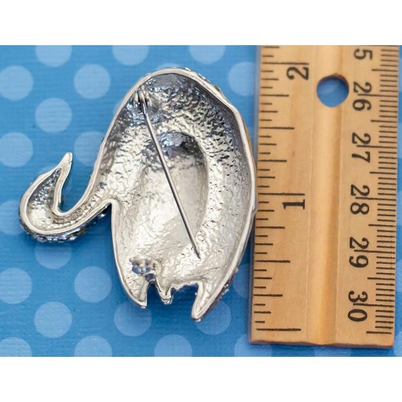 Vintage Art Nouveau Swan Rhinestone Silver Tone Brooch - M9 - Picture 2 of 2